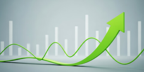 Business graph positive green visualisation direction arrow upward financial growth chart trend digital market finance investment analysis rising profit trading economic statistic increase income