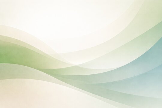 Soft organic abstract background with layered flowing shapes in green and blue tones, calm and balanced visual depth