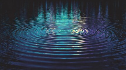 A mesmerizing ripple effect on dark water with vibrant reflections.