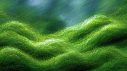 A vibrant abstract portrayal of lush green waves representing nature's tranquility and movement.