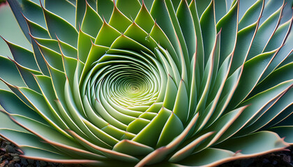 Spiral Aloe Plant Fibonacci Sequence In Nature Close Up Stock Photo