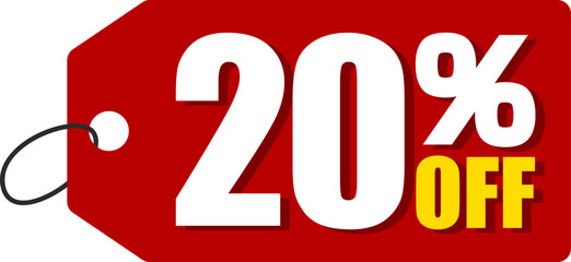 20％オフのセールを表すディスカウントラベル　20 Percent Off Discount Label &ndash; Special Offer Sale Tag
