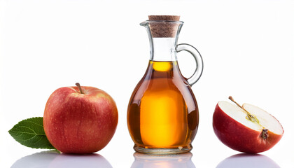 Organic Apple Cider Vinegar Glass Jug Isolated On White