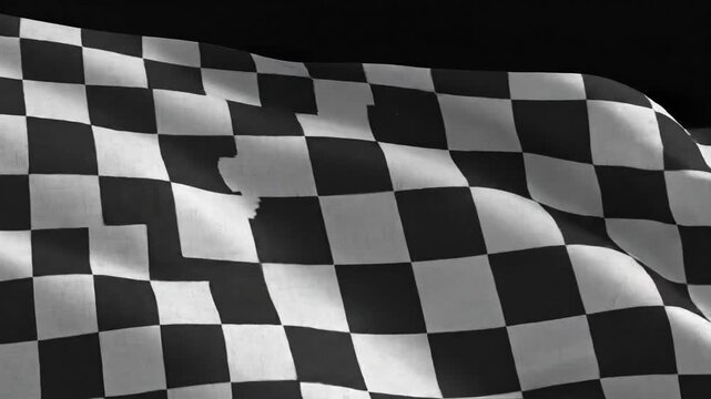 Waving Checkered Flag Closeup Racing.