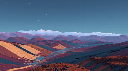 Pixelated Mountain Landscape Sunset View