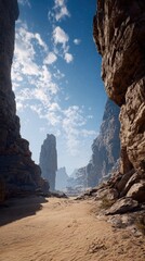 Pixelated Desert Canyon With Dramatic Lighting