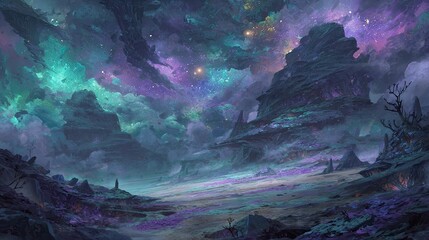 Mystical Starry Alien Landscape