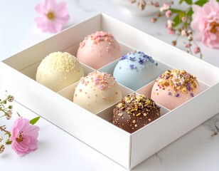 pink and white chocolate balls