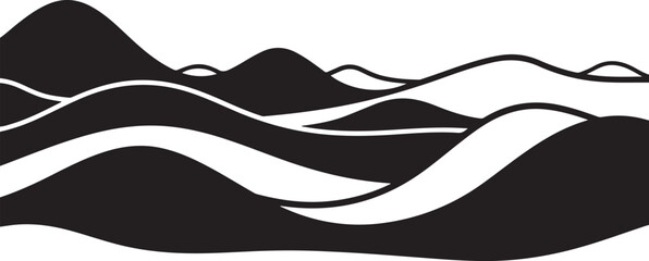 Fototapeta premium Black and white abstract wavy landscape illustration design