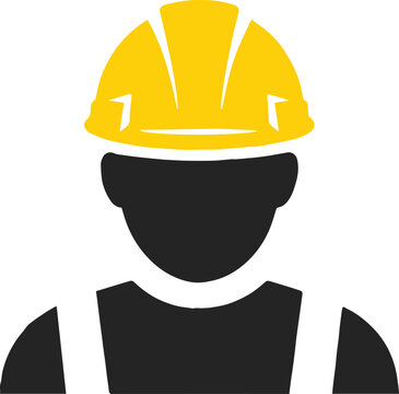 construction worker icon helmet overalls labor sign vector