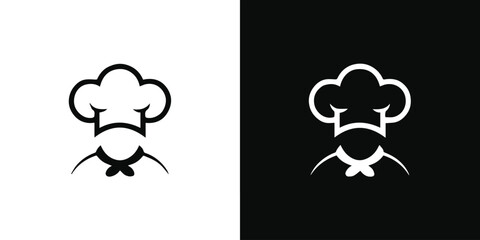 chef icon set black and white chef hat mustache neckerchief logo
