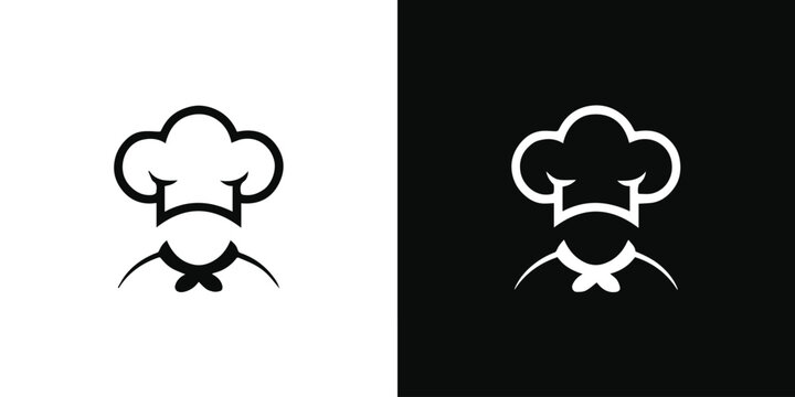 chef icon set black and white chef hat mustache neckerchief logo