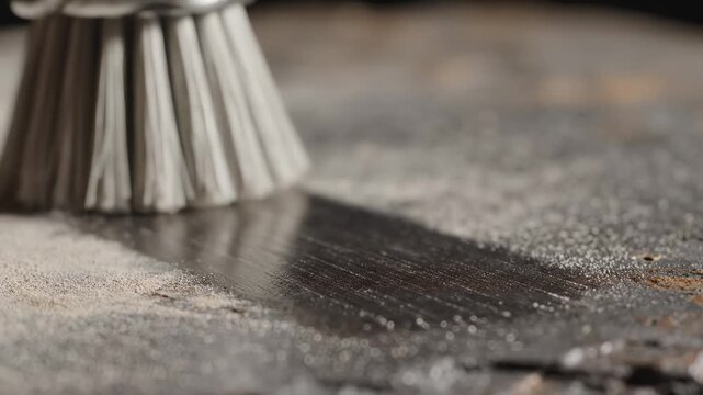 Closeup of a brush on a textured surface