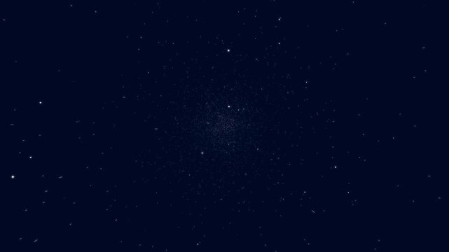 Animated design of a space star on a dark blue background with stars that move with the camera's trajectory
