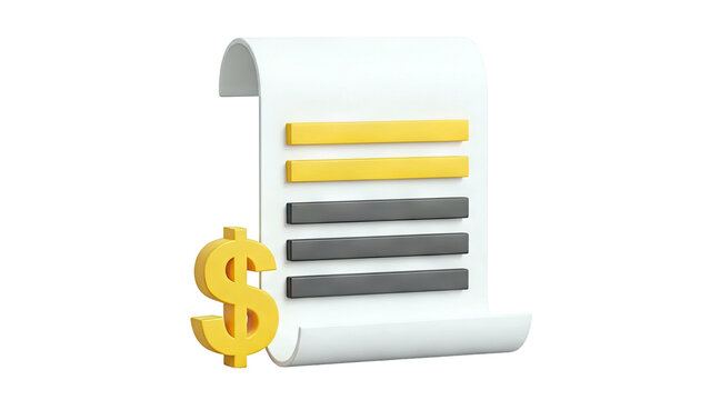 3D Render of a Bill or Invoice with Dollar Sign - Powered by Adobe