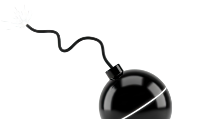 Cartoon Bomb with Lit Fuse