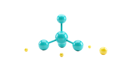 Molecular Structure with Teal and Yellow Spheres