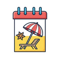 Summer vacation calendar icon isolated on white background