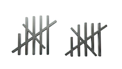 Two tally marks on white background