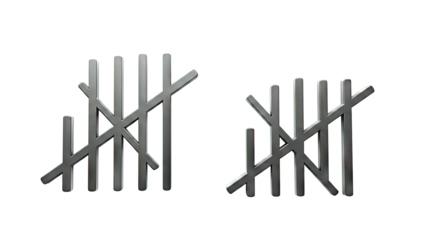 Two tally marks on white background