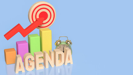 Agenda Growth Planning Concept with Target, Chart, and Alarm Clock 3d render.