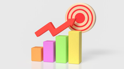 Business Growth Target Achievement Concept with Rising Chart and Arrow 3d render.