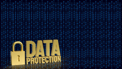 Golden Data Protection Padlock for Digital Cybersecurity Concept 3d render.