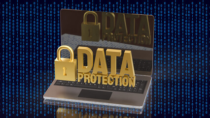 Laptop Data Protection and Digital Cybersecurity Privacy Concept 3d render.