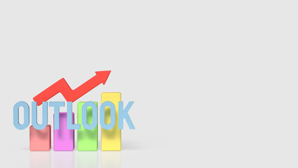 Positive Business Outlook Concept with Growth Chart and Upward Arrow 3d render.
