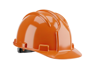Orange Safety Helmet for Construction Workers on a Transparent Background for Industrial Use