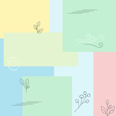 Abstract pastel background with minimalist floral and line art elements