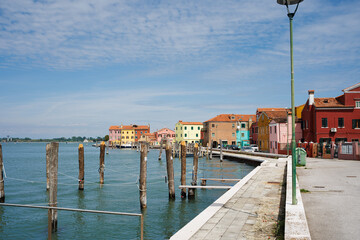 View of the colorful town of Pellestrina