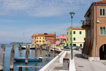 View of the colorful town of Pellestrina