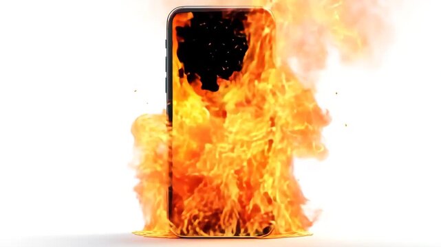 激しく炎上するスマートフォン