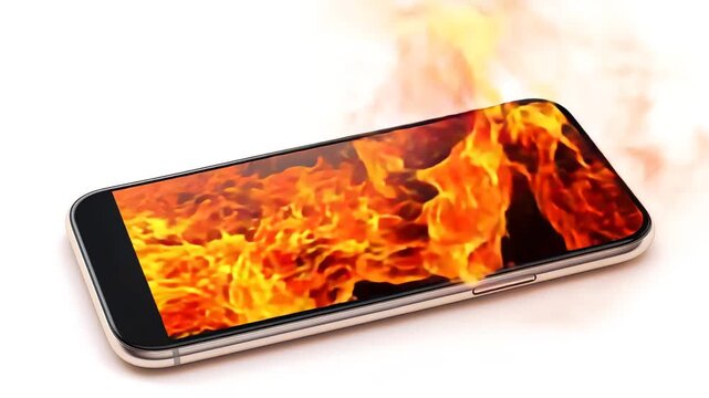 激しく炎上するスマートフォン