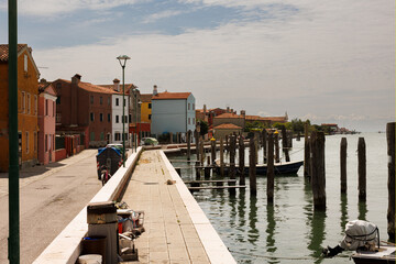 View of the colorful town of Pellestrina