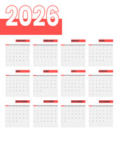 red design calendar 2026