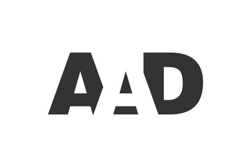 AAD logo design. Initial letter A A D bold font style for tech startups, consulting, corporate branding. Creative company name, headlines typography identity, trendy logotype.