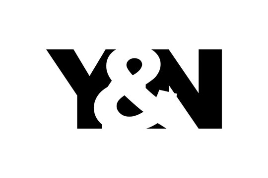 YN logo design in bold style. Black white identity symbol. Modern typography emblem. Corporate branding icon.