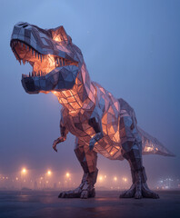 Tyrannosaurus Rex Sculpture created with Generative AI Technology, ai, generative