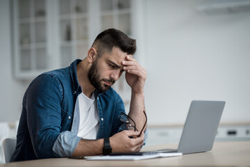 Fatigue, overwork, depression, negative emotions and problems in work and study remote. Tired young...