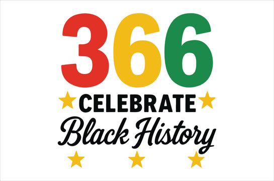 Celebrating black history with the number 366 and golden star accents