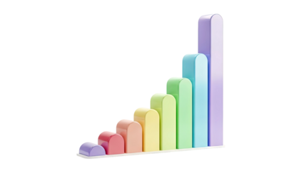 Colorful 3D Bar Chart Increasing Trend