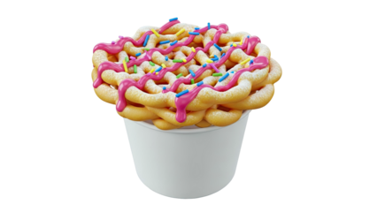 Funnel Cake with Pink Icing and Sprinkles