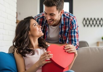 Couple sharing a romantic moment on the couch