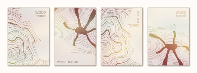 Brochure flyer design, vector background, set vertical a4 format, wood texture imitation