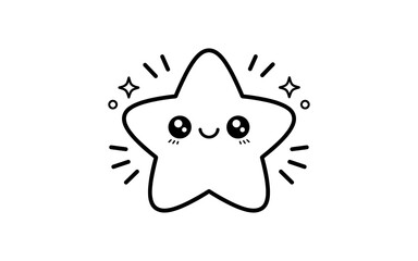 Obraz premium Cute kawaii star character with big eyes and a happy smile, surrounded by sparkles