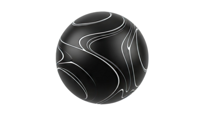Abstract Black Sphere with White Swirls