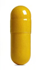 A macro shot of a single yellow capsule, set against a seamless backdrop, evokes a sense of medical precision and health. The image showcases the capsule's smooth texture and vibrant hue.