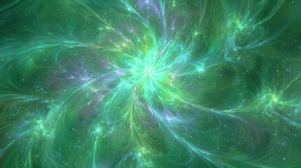 Abstract Glowing Green Spiral Pattern